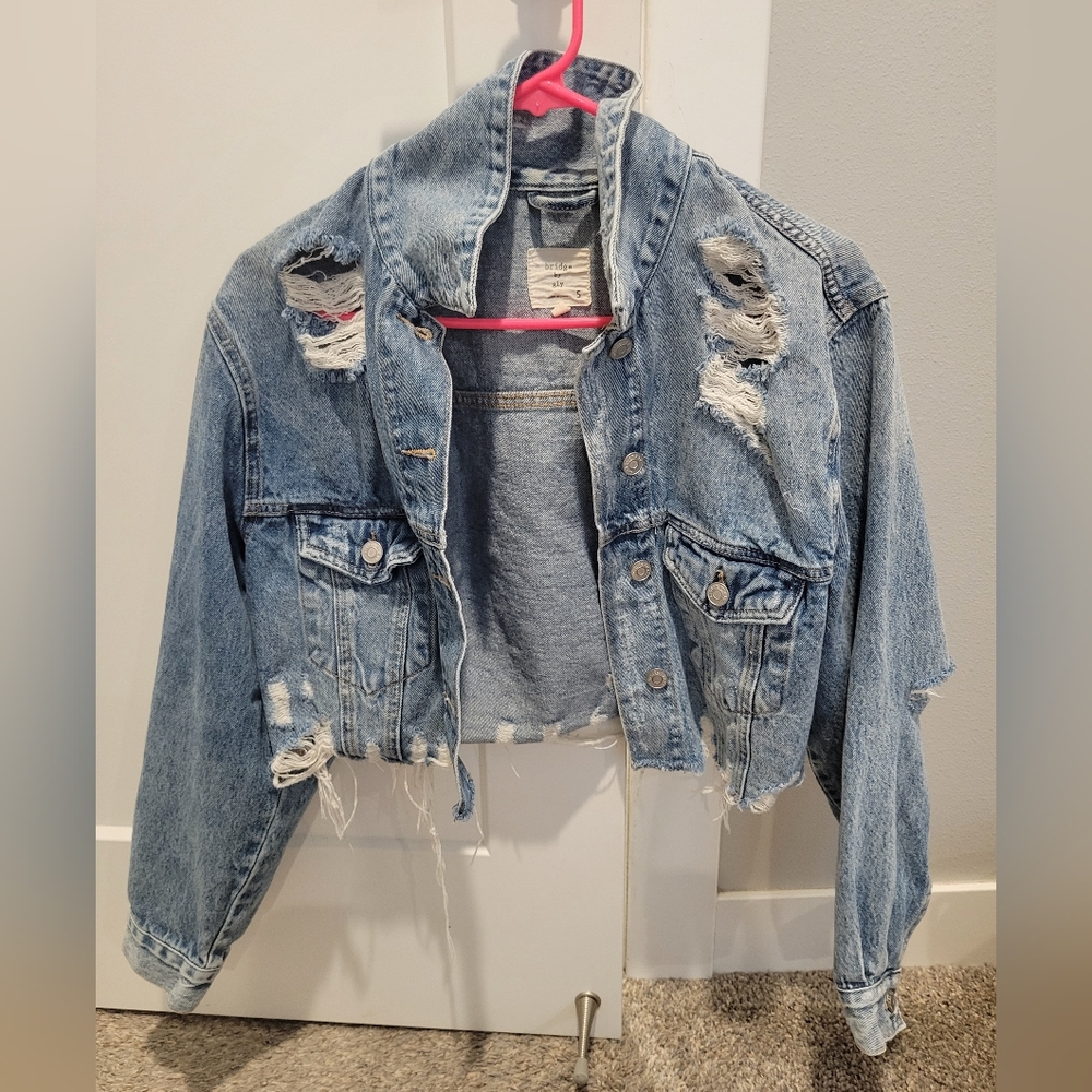 Distressed Cropped Jean Jacket